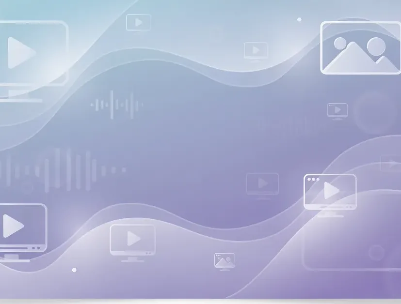 Abstrakter Hintergrund mit Symbolen für Smartphone und Computer.